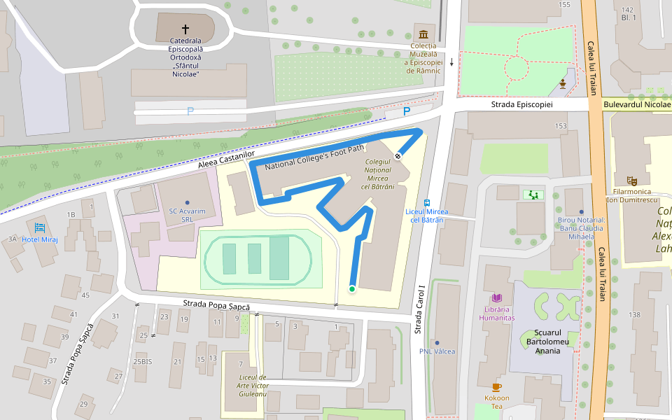 National College's Foot Path walking route map in Râmnicu Vâlcea