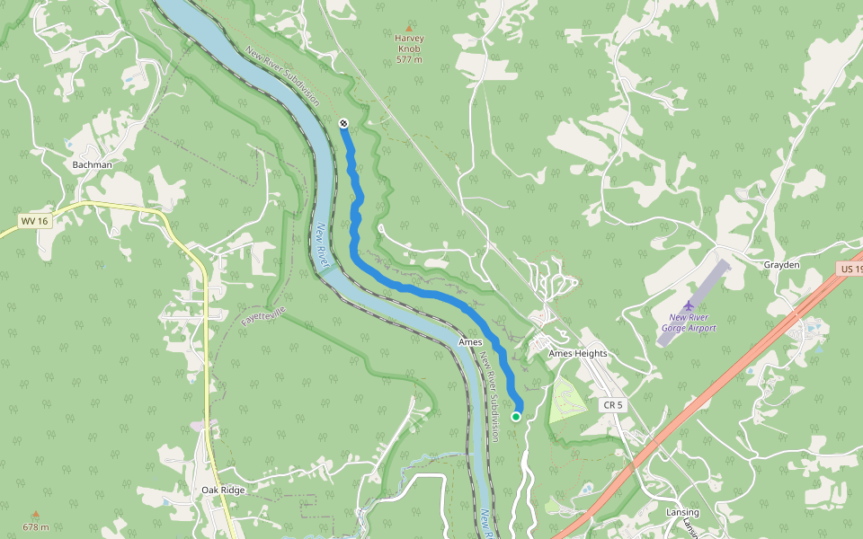 Hawks Nest Connector Trail walking route map in Victor