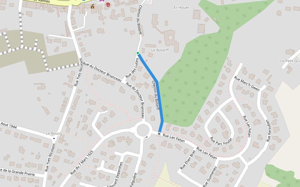 Chemin du Boterff walking route map in Sainte-Anne-d'Auray
