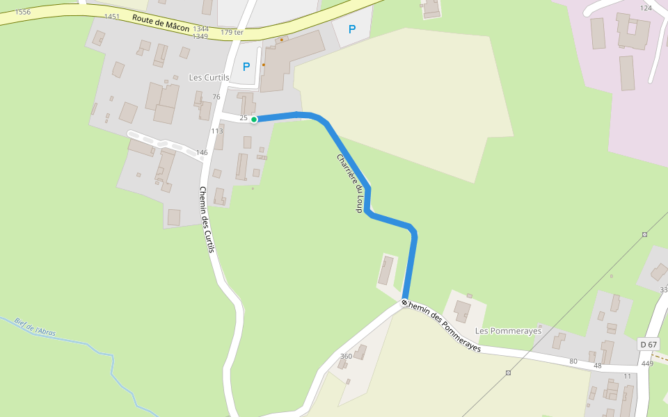 Charrière du Loup walking route map in Montrevel-en-Bresse