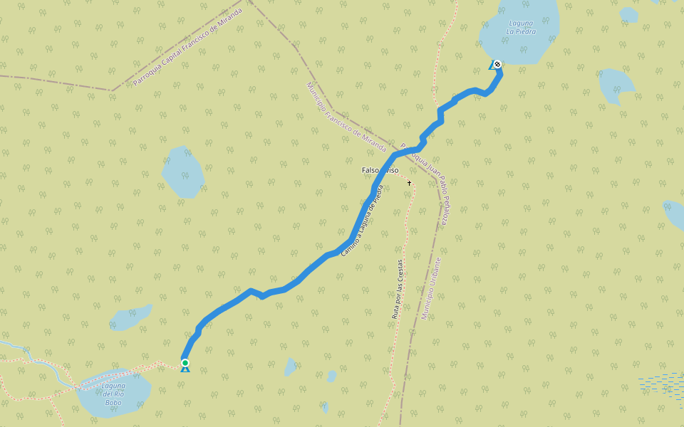 Camino a Laguna de Piedra walking route map in Páramo El Rosal