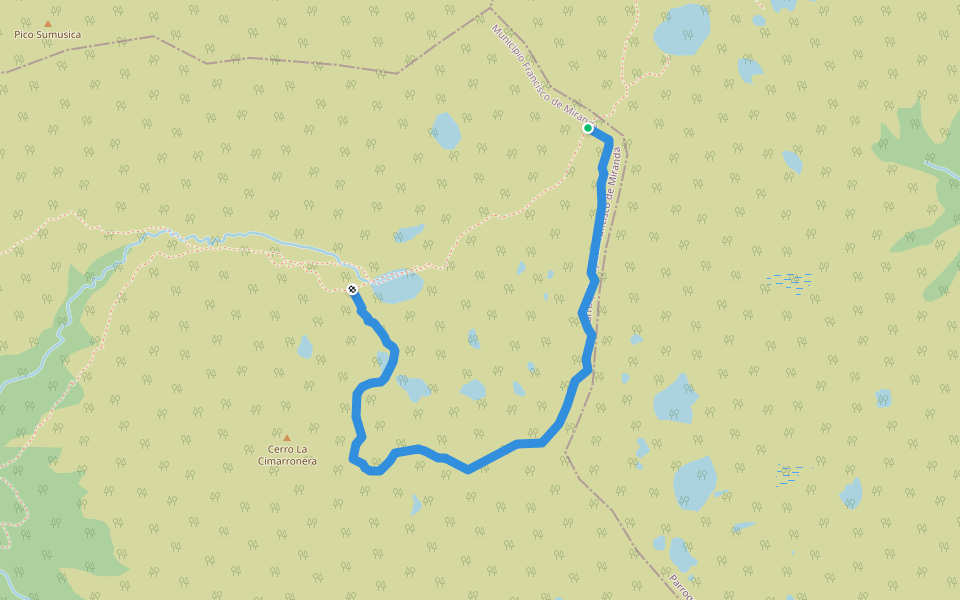 Ruta por las Crestas walking route map in Páramo El Rosal