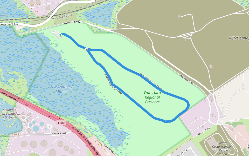 Meadowlark Ridge Loop walking route map in Martinez