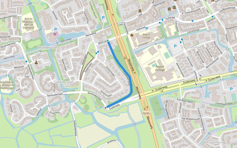 Trambaan-Zuid walking route map in Schagen