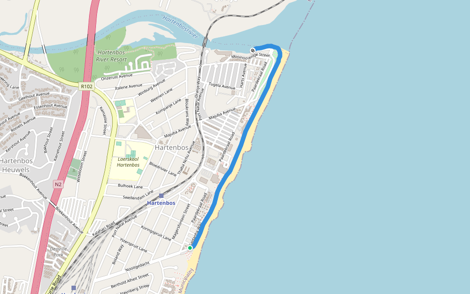 Hartenbos Wandel Roete walking route map in Mossel Bay