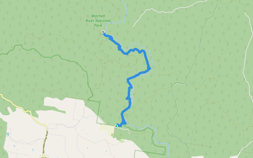 Mitchell River Walking Track walking route map in Iguana Creek