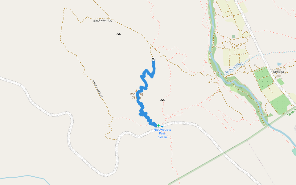 Rooiberg Trail walking route map in West Coast DC