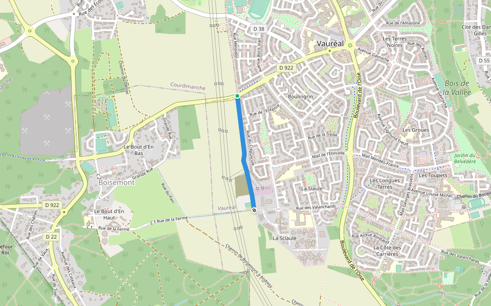 chemin du Bout-d'en-Haut walking route map in Vauréal