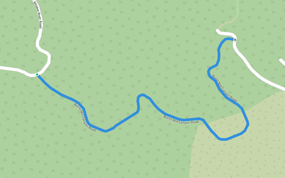 Burnt Mill Canyon Road walking route map in Crestline