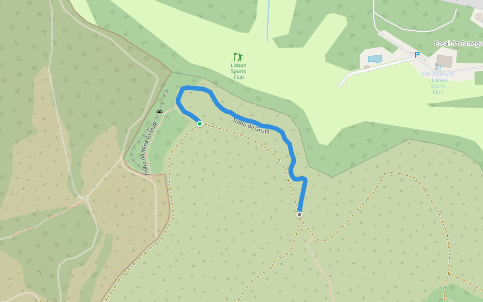 Trilho da Gruta walking route map in Belas