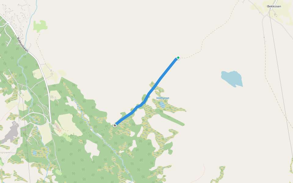 Bekkjosveien walking route map in Hitterdalen