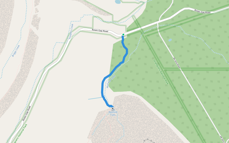 Beehive Falls walking route map in Roses Gap