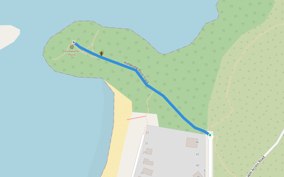 Kohekohe Point Track walking route map in Coopers Beach