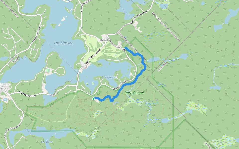 Sentier du Lac walking route map in Estérel