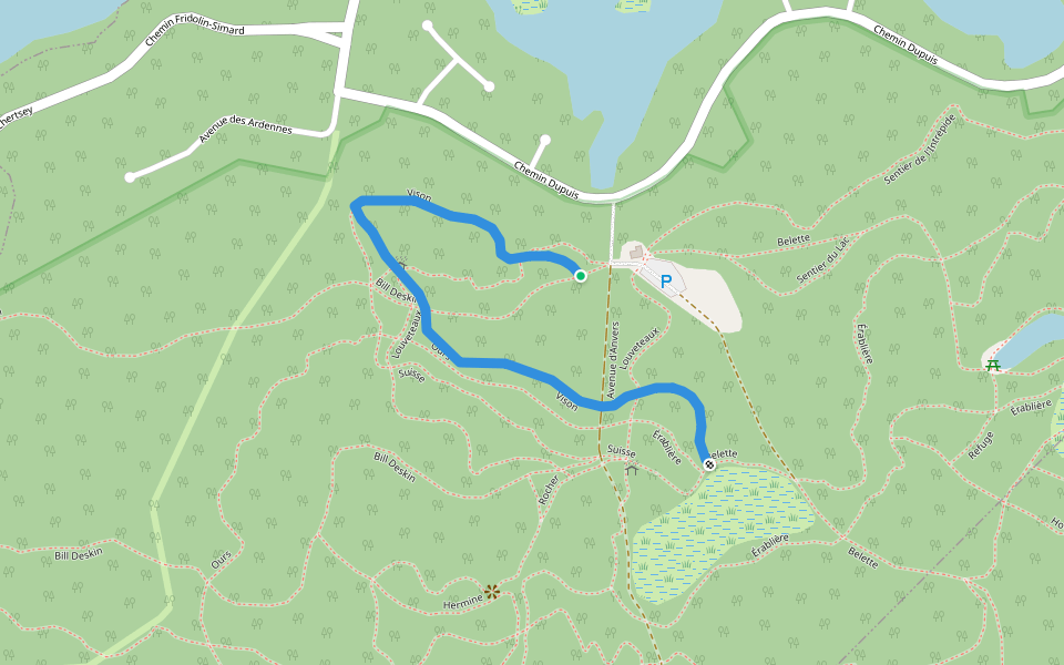 Vison walking route map in Estérel