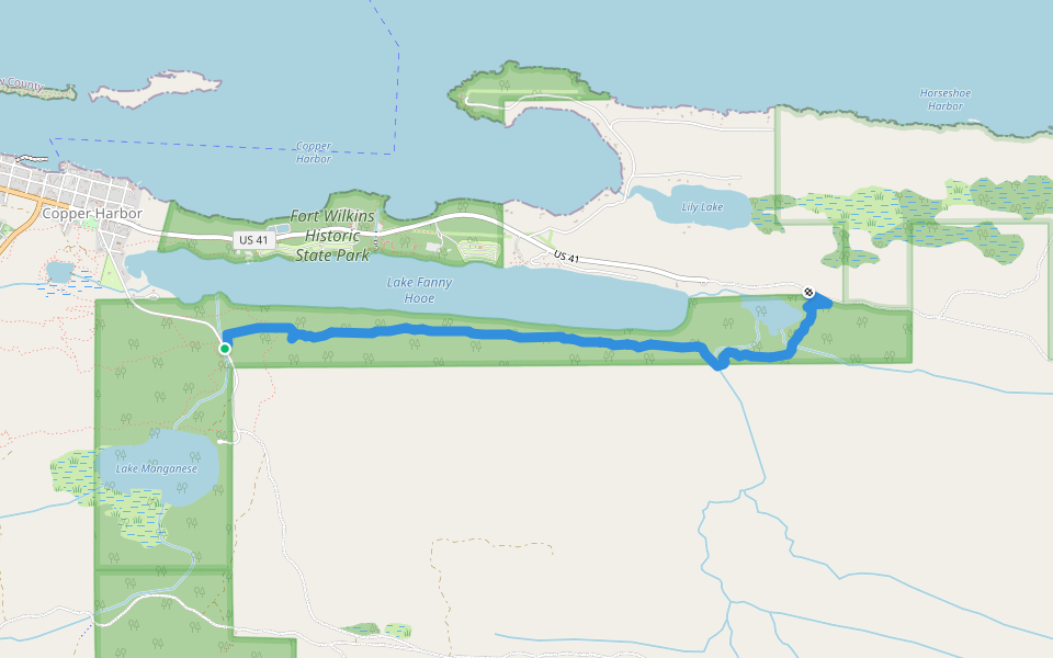 Keewenaw Point Trail (Phase 1) walking route map in Copper Harbor