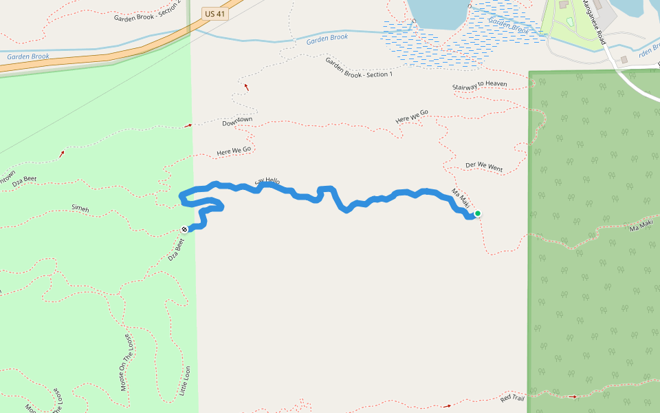 Say Hello walking route map in Copper Harbor