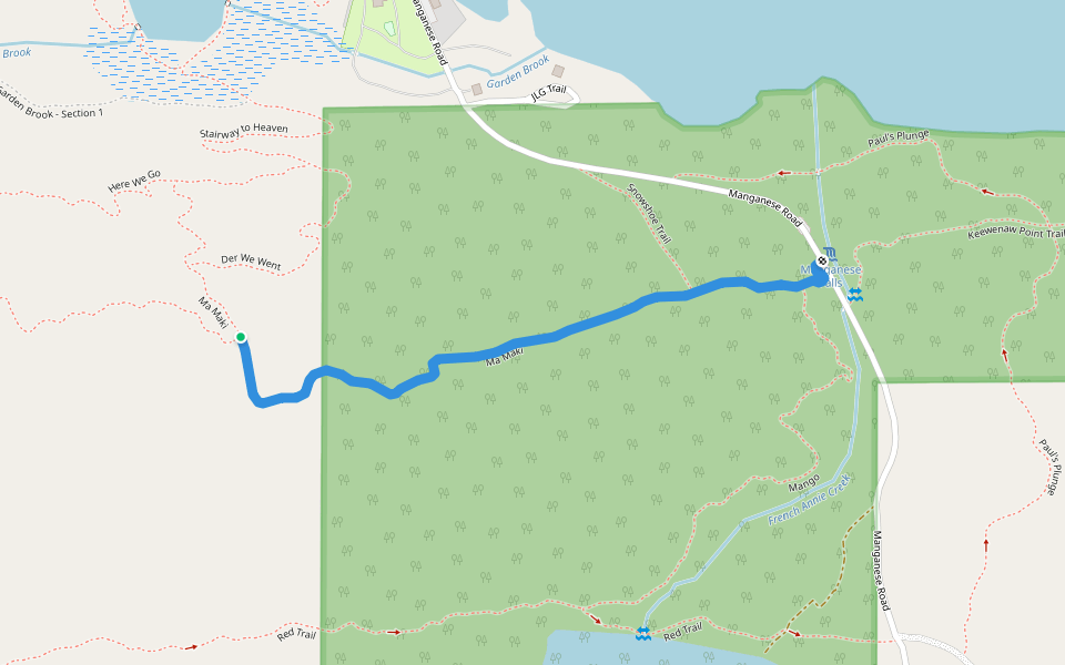 Ma Maki walking route map in Copper Harbor