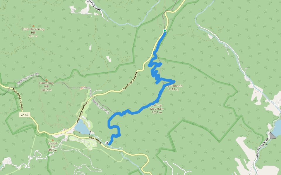 Flat Top Trail walking route map in Buchanan