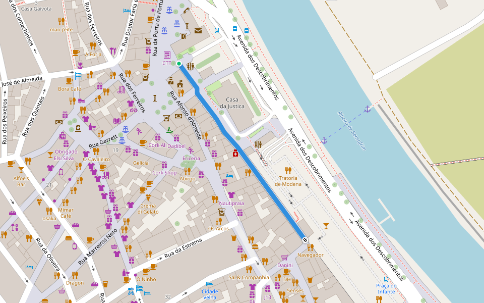 Rua da Barroca walking route map in Lagos