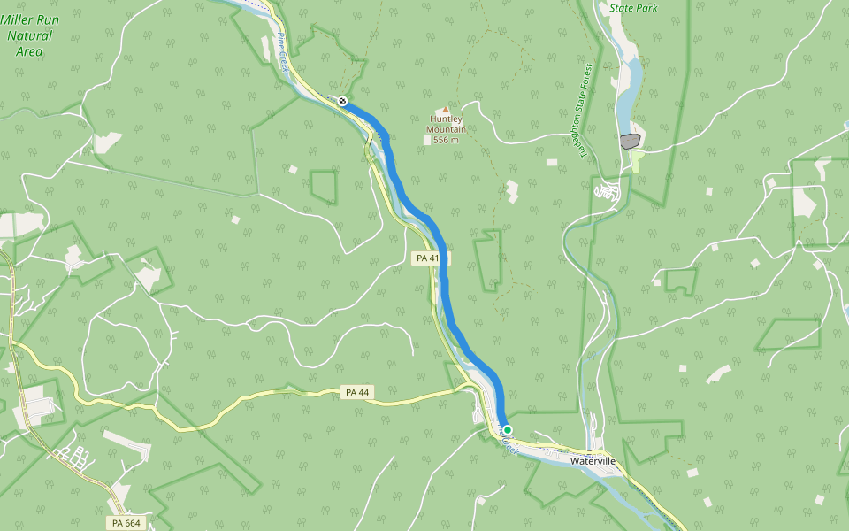 Wagon Trail walking route map in Waterville