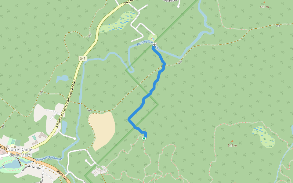 Kabania walking route map in Notre-Dame-de-la-Merci