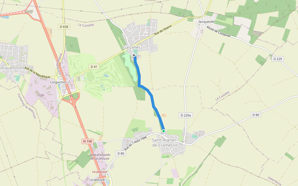 Rue du Bois walking route map in Le Castelet