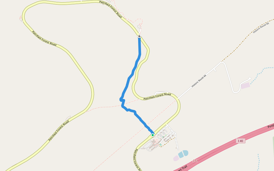 Tawa Trail walking route map in Petrified Forest National Park