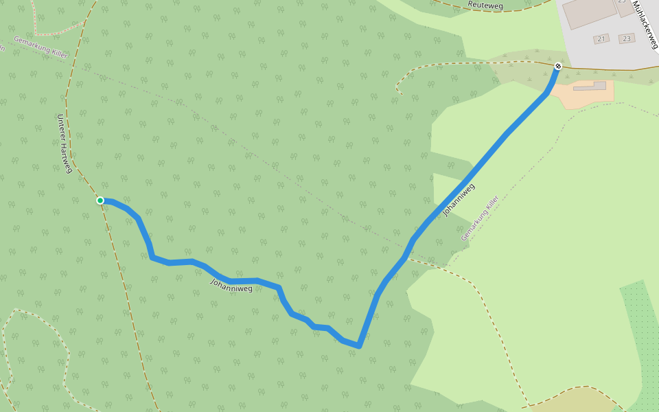 Johanniweg walking route map in Burladingen