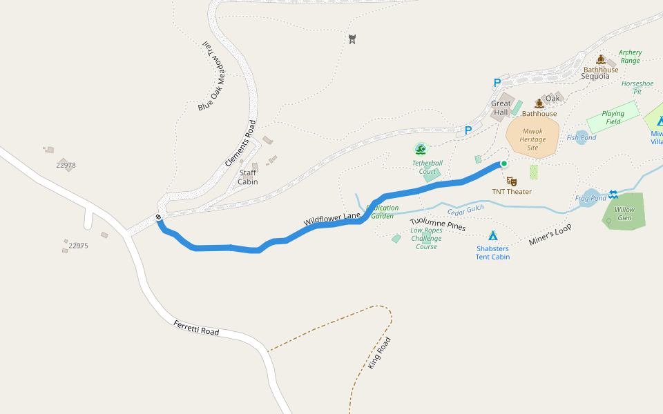 Wildflower Lane walking route map in Groveland