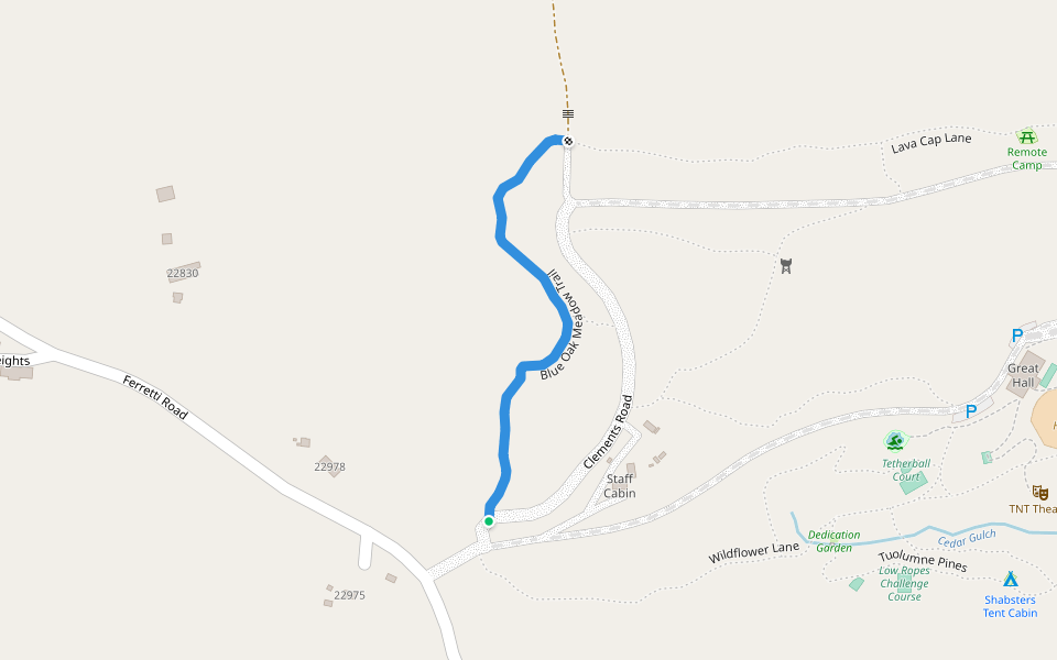 Blue Oak Meadow Trail walking route map in Groveland