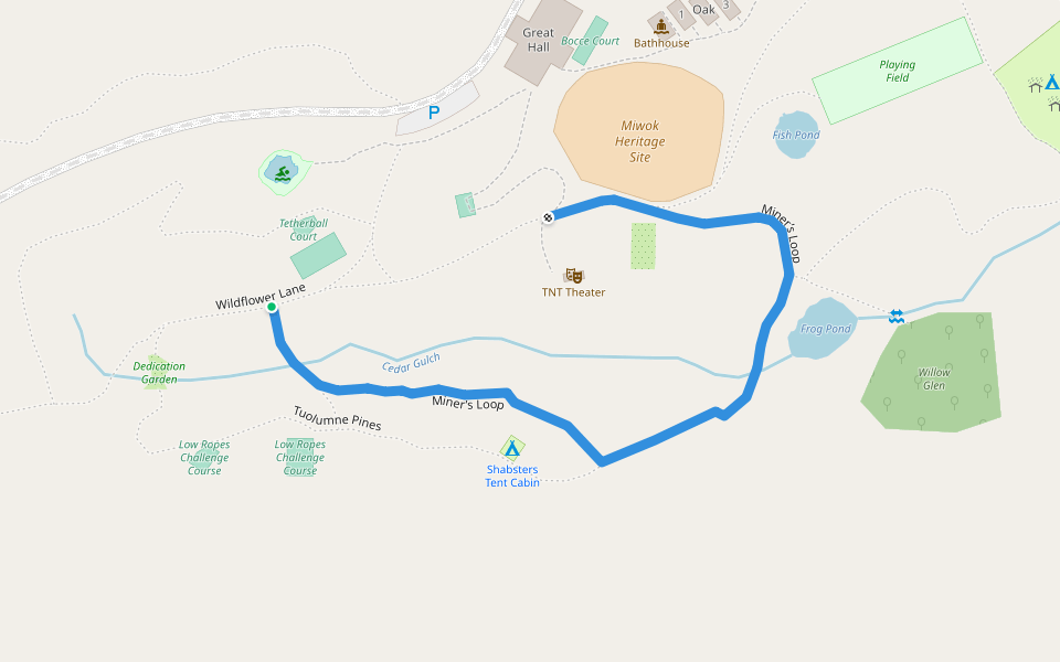 Miner’s Loop walking route map in Groveland