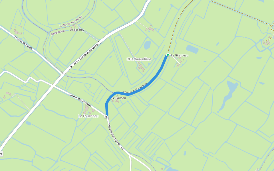Chemin du Girardeau walking route map in Sallertaine