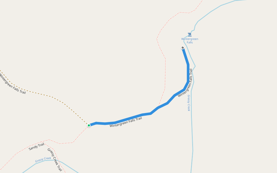 Wintergreen Falls Trail walking route map in Hendersonville