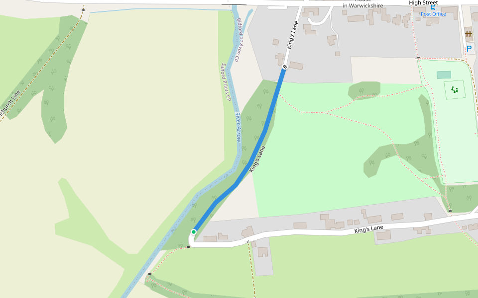 King's Lane walking route map in Broom