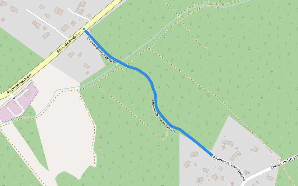 Chemin de Traouquelane walking route map in Biscarrosse