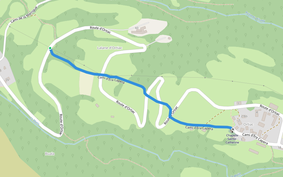 Cami d'Era Capera walking route map in Villelongue