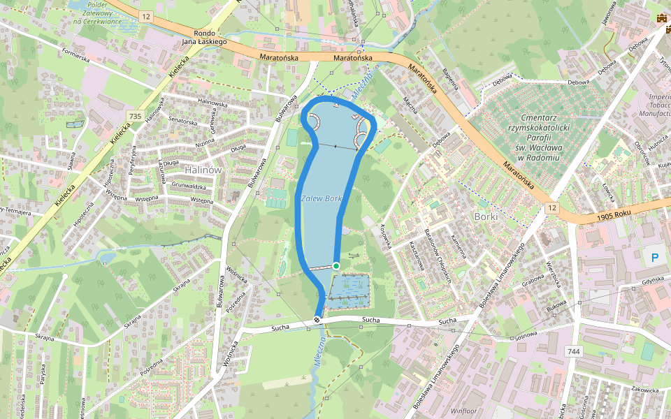 Aleja Władysława Wagnera walking route map in Radom