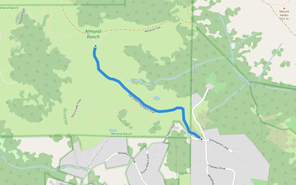 Hal Olsen Founders Trail walking route map in Martinez