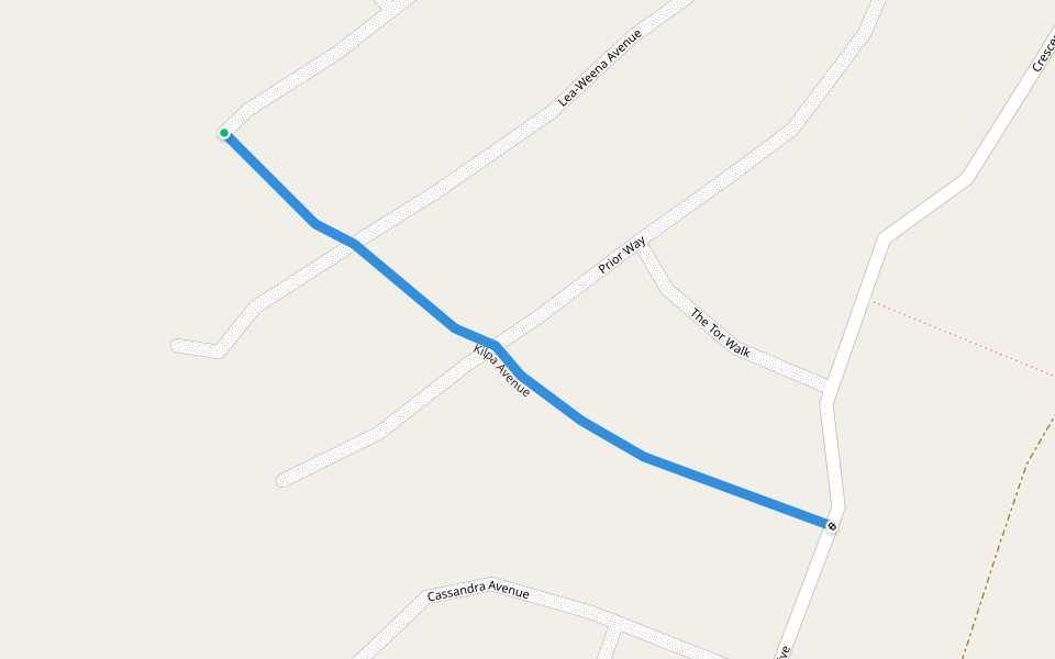 Kilpa Avenue walking route map in Russell Island