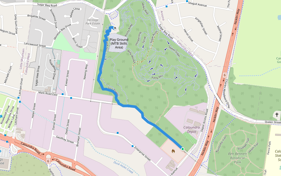 Sour Power walking route map in Caloundra West