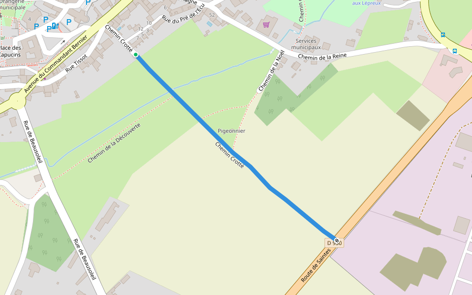 Chemin Crotté walking route map in Melle