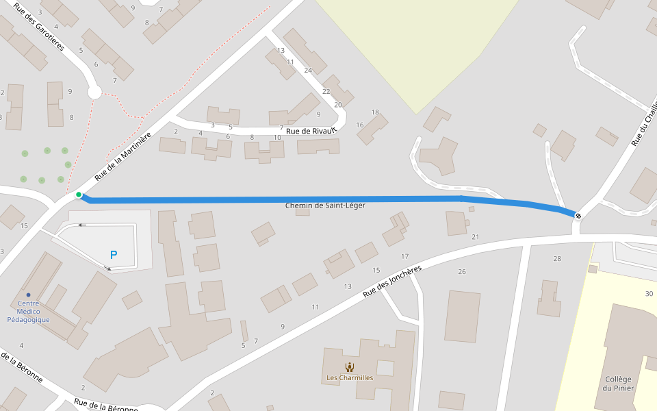 Chemin de Saint-Léger walking route map in Melle