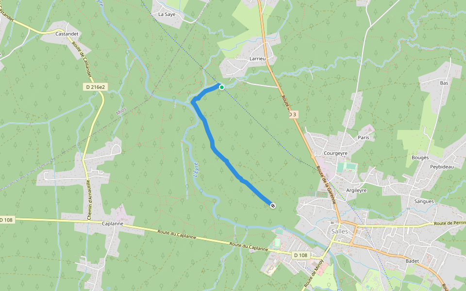 Chemin Rural du Bourg à la Matte walking route map in Salles