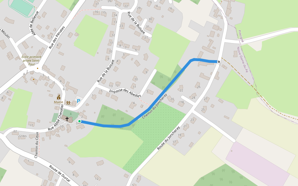 Chemin du Joncheray walking route map in Notre-Dame-du-Pé