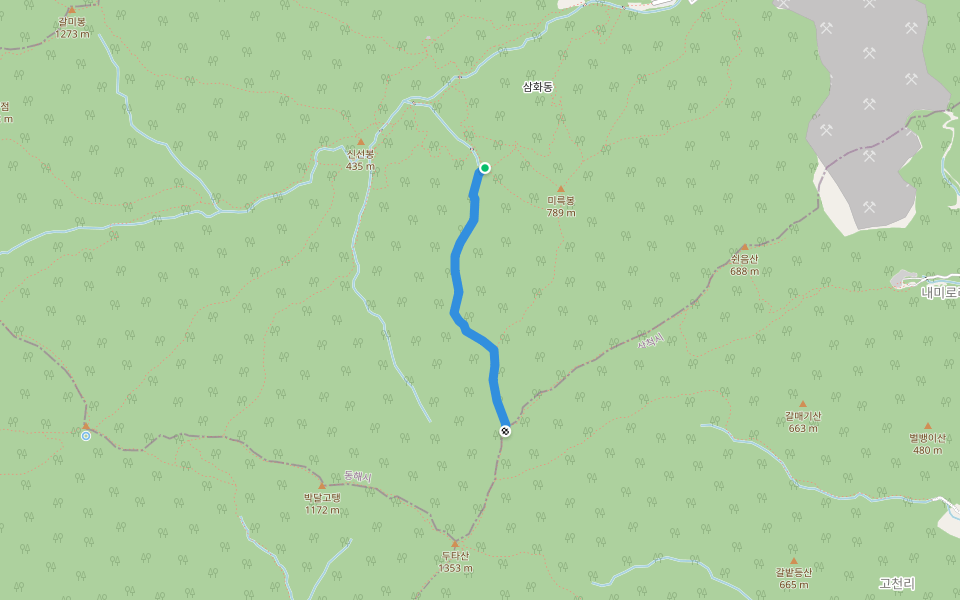 산성터-주능분기점(2.3Km) walking route map in Donghae-si