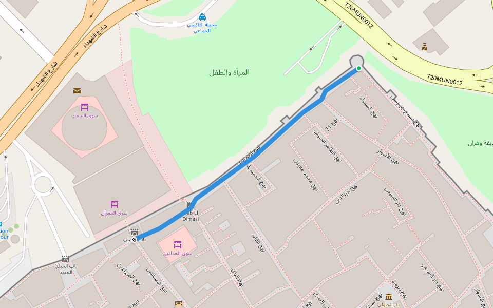 نهج الحدادين walking route map in Ouled Yaneg