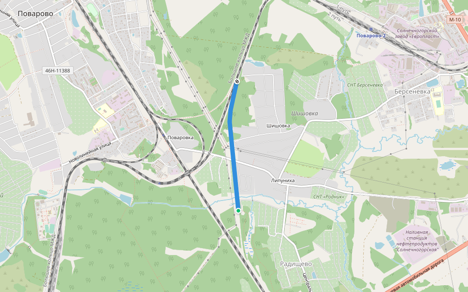 Ветка №7 (разобрана) walking route map in Родник Снт (радищево)