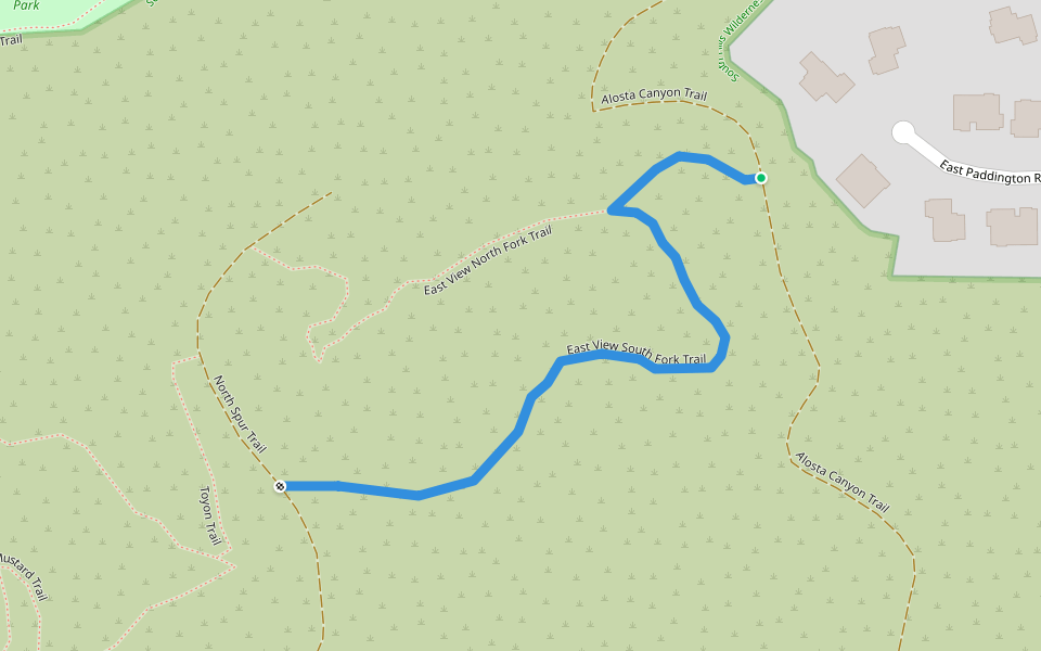 East View South Fork Trail walking route map in Glendora