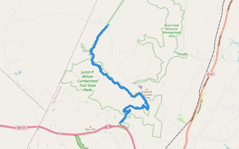 CT - Possum Creek Gorge Trail walking route map in Graysville